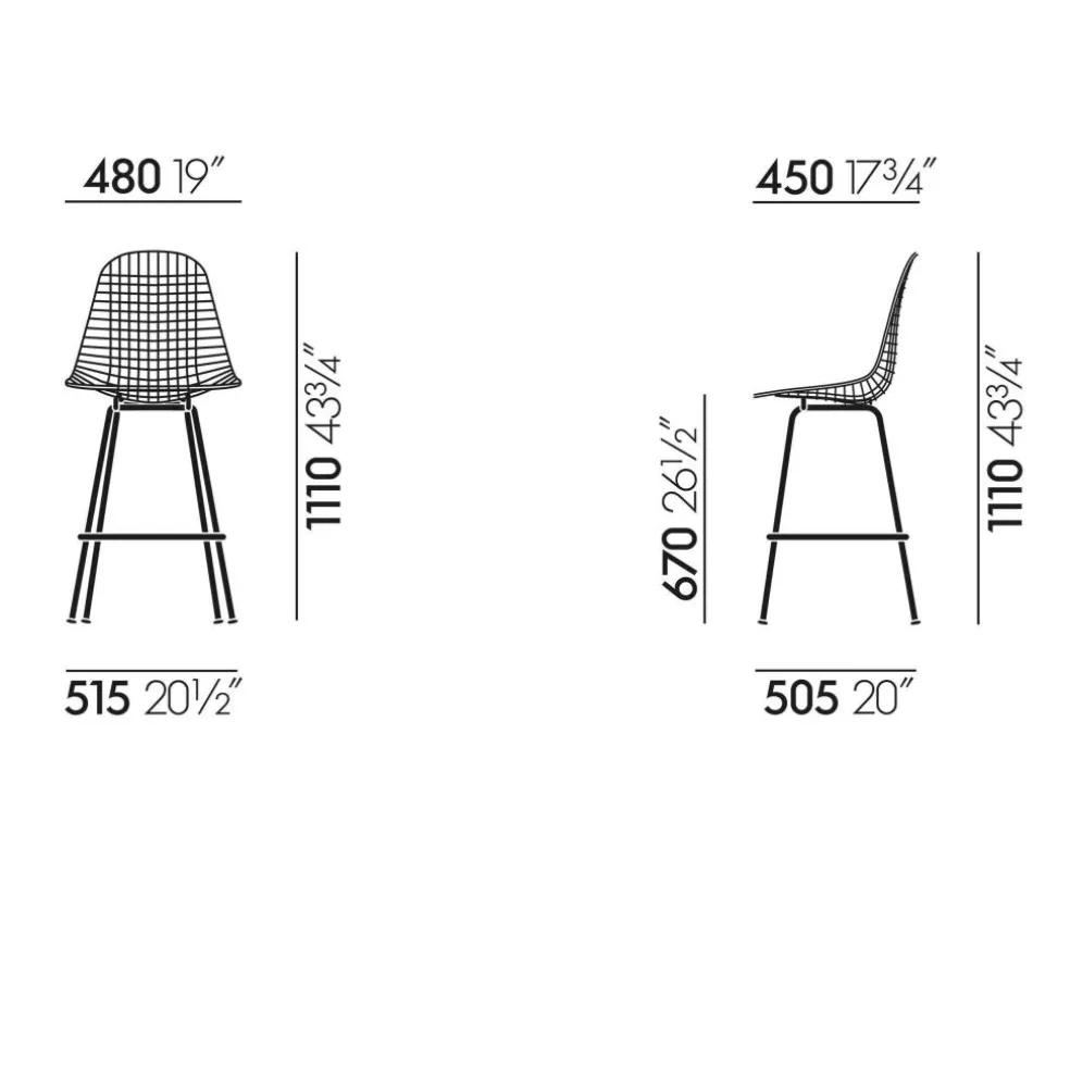 Eames Wire Barstuhl medium