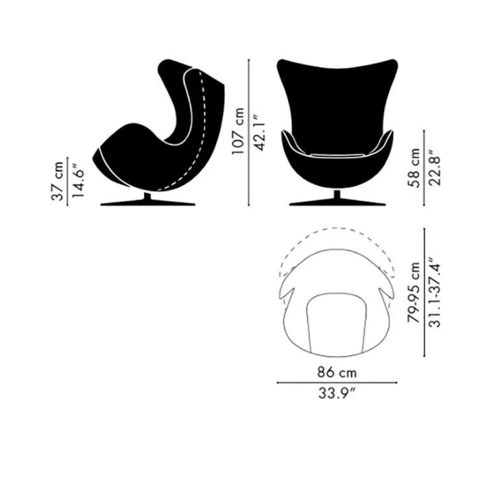 Egg/ Das Ei™ Loungesessel Stoff Gestell Warm Graphite