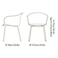 Elefy JH28 Armlehnstuhl Gestell Messing