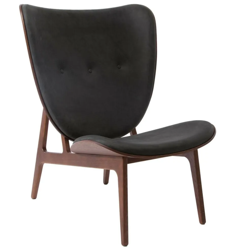 Elephant Lounge Sessel Leder Gestell dunkel gebeizte Eiche