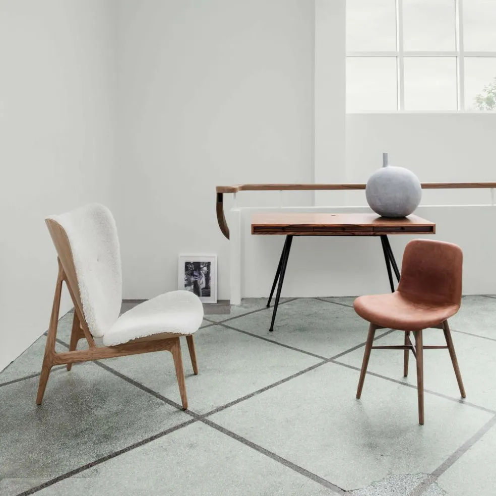 Elephant Lounge Sessel Schaffell Gestell geräucherte Eiche