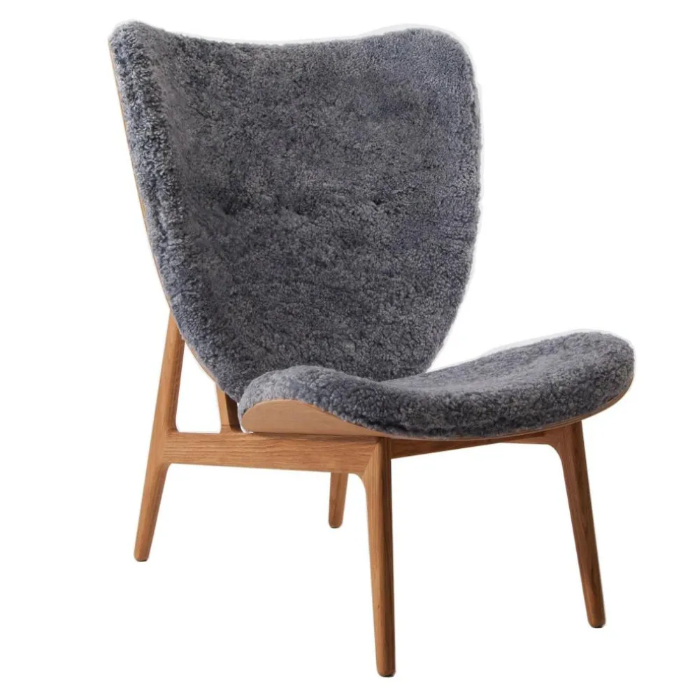 Elephant Lounge Sessel Schaffell Gestell geräucherte Eiche