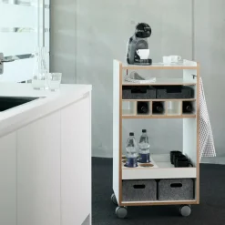 Fahrbar Rollwagen mit Flascheneinsatz liegend