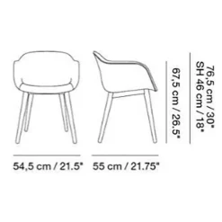 Fiber Armlehnstuhl teilgepolstert Holzgestell