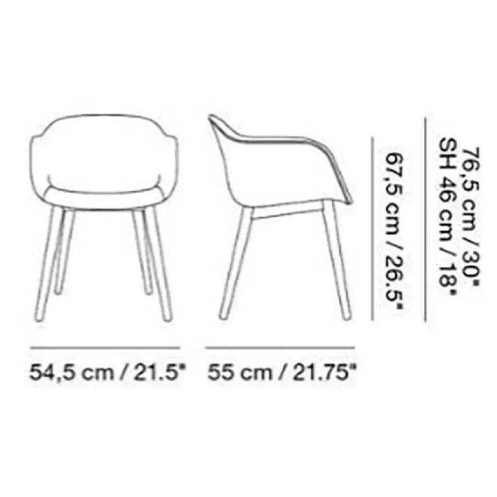 Fiber Armlehnstuhl teilgepolstert Holzgestell