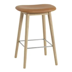 Fiber Barhocker mit Holzgestell 65cm Leder