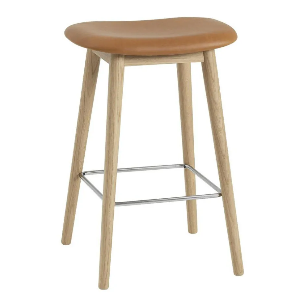 Fiber Barhocker mit Holzgestell 65cm Leder