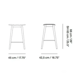 Fiber Barhocker mit Holzgestell 65cm Leder