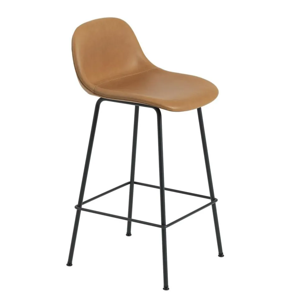 Fiber Barhocker mit Rückenlehne 65cm Leder