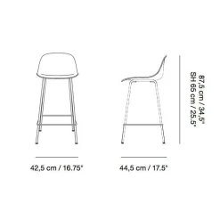 Fiber Barhocker mit Rückenlehne 65cm Leder