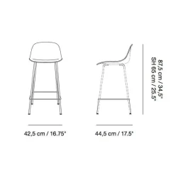 Fiber Barhocker mit Rückenlehne 65cm