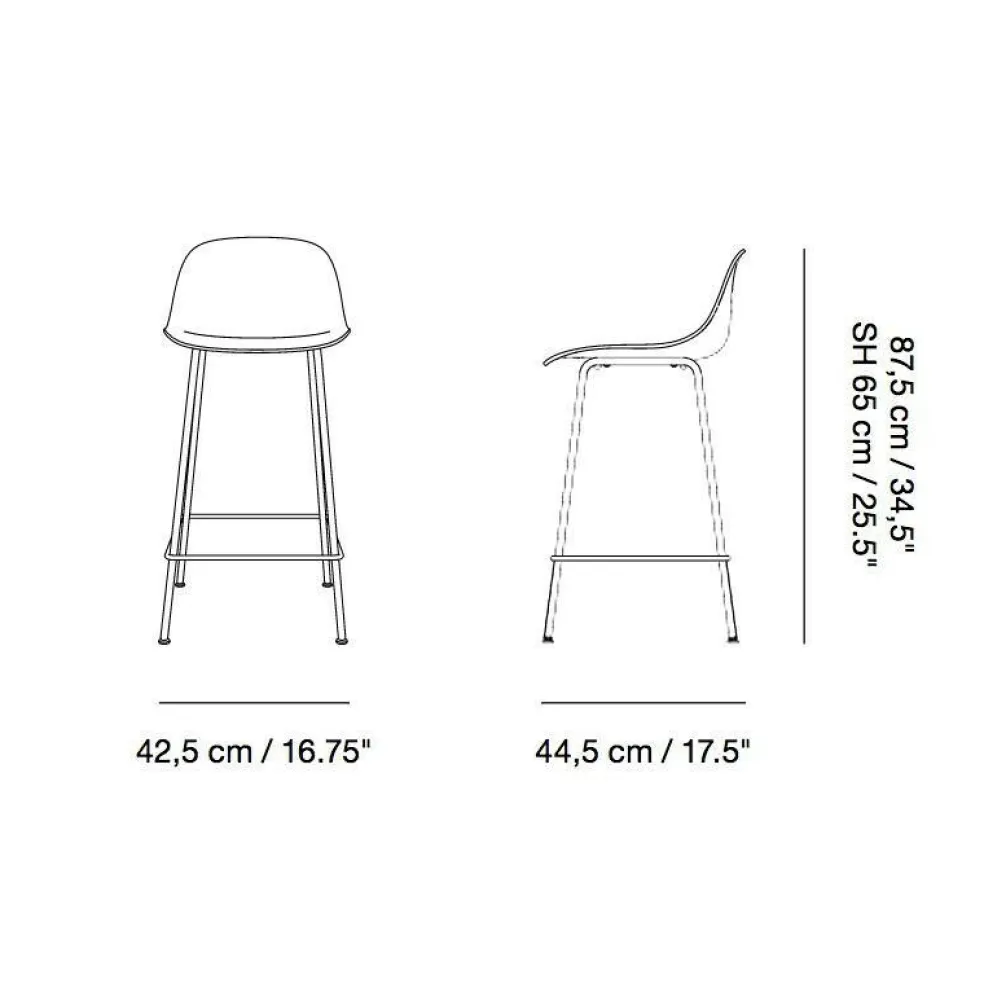 Fiber Barhocker mit Rückenlehne 65cm
