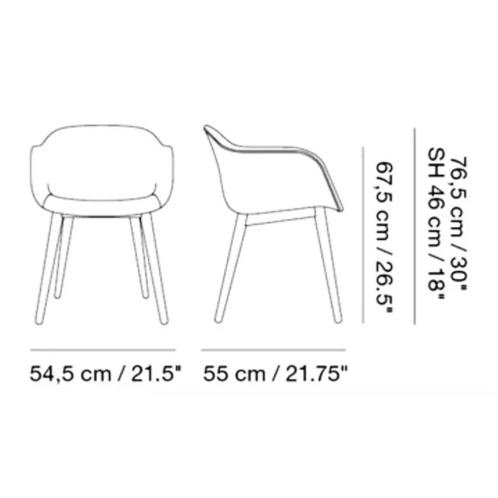 Fiber Chair Armlehnstuhl mit Holzgestell Recycelt