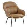 Fiber Lounge Armchair gepolstert mit Rohrgestell Leder