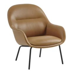 Fiber Lounge Armchair gepolstert mit Rohrgestell Leder