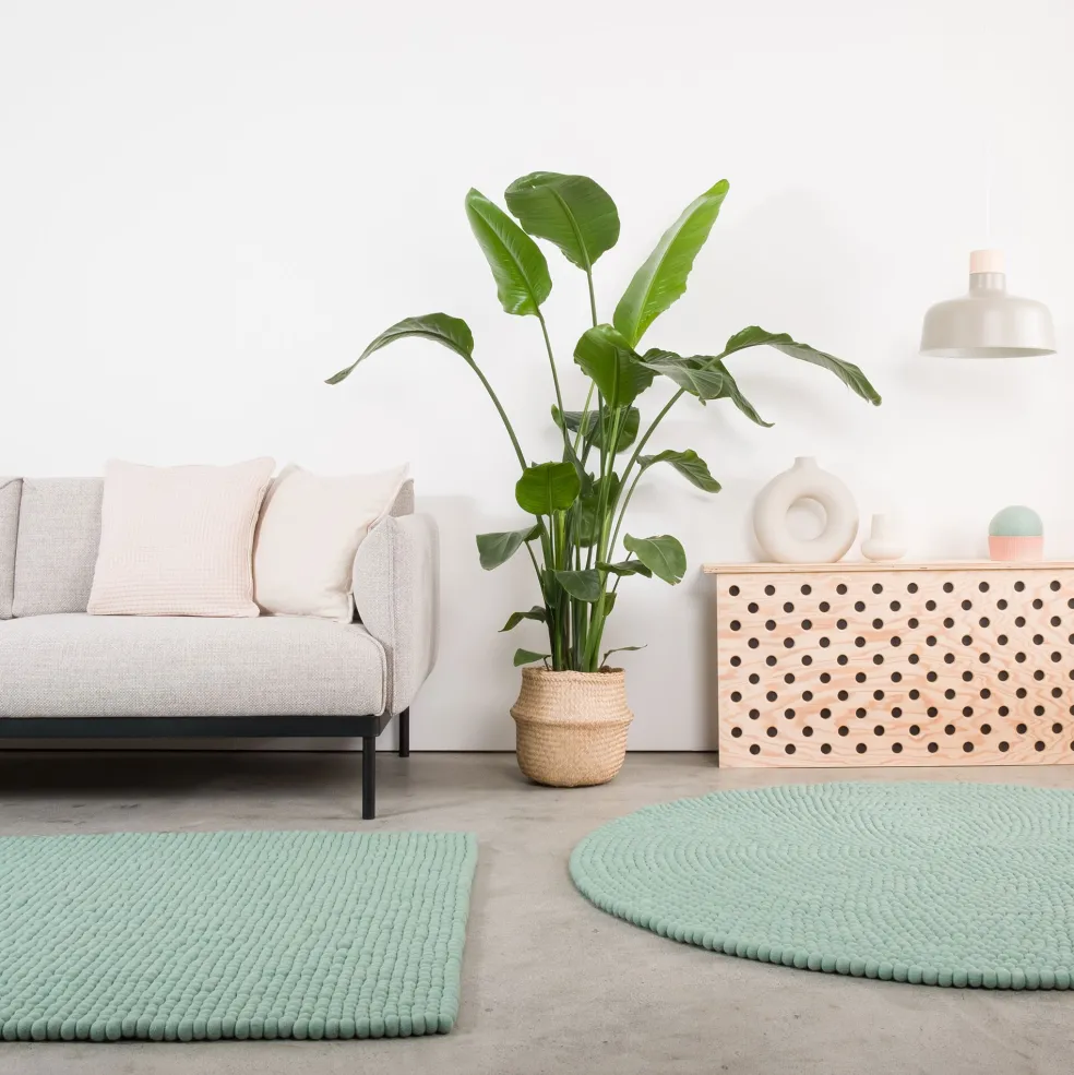 Fine Filzkugelteppich rechteckig