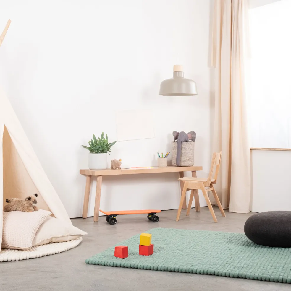 Fine Filzkugelteppich rechteckig