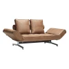 Ghia Schlafsofa Stoff-/Ledermischung Beine Stahl verchromt