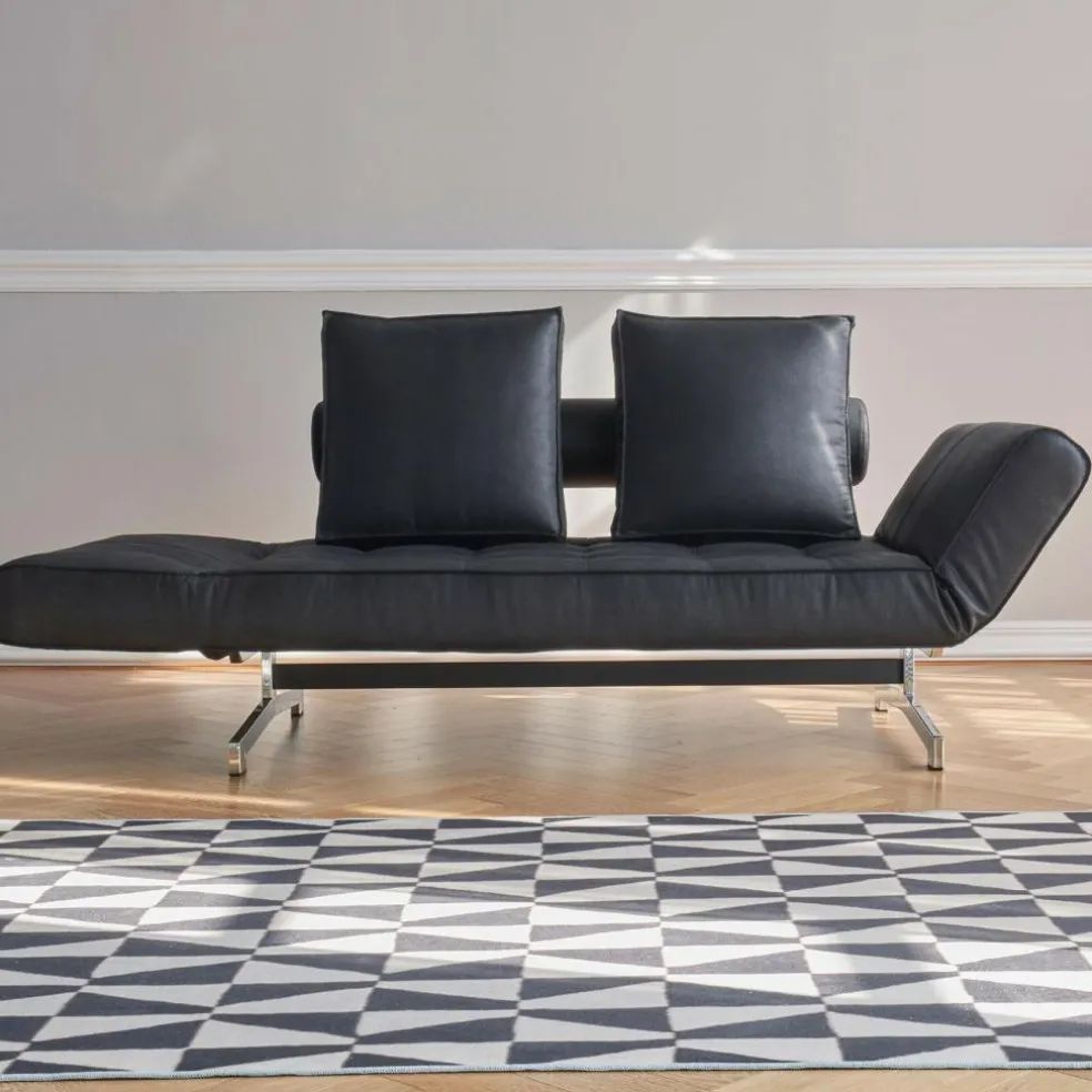 Ghia Schlafsofa Stoff-/Ledermischung Beine Stahl verchromt