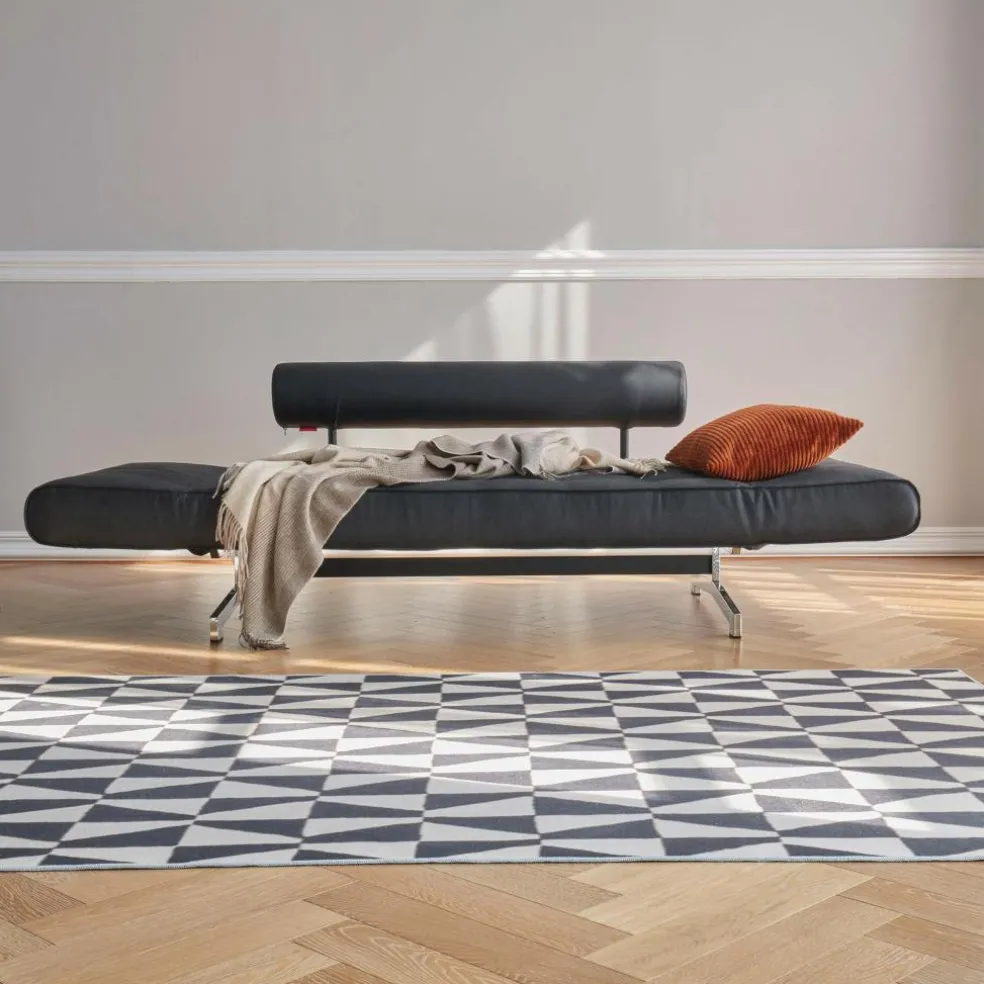 Ghia Schlafsofa Stoff-/Ledermischung Beine Stahl verchromt