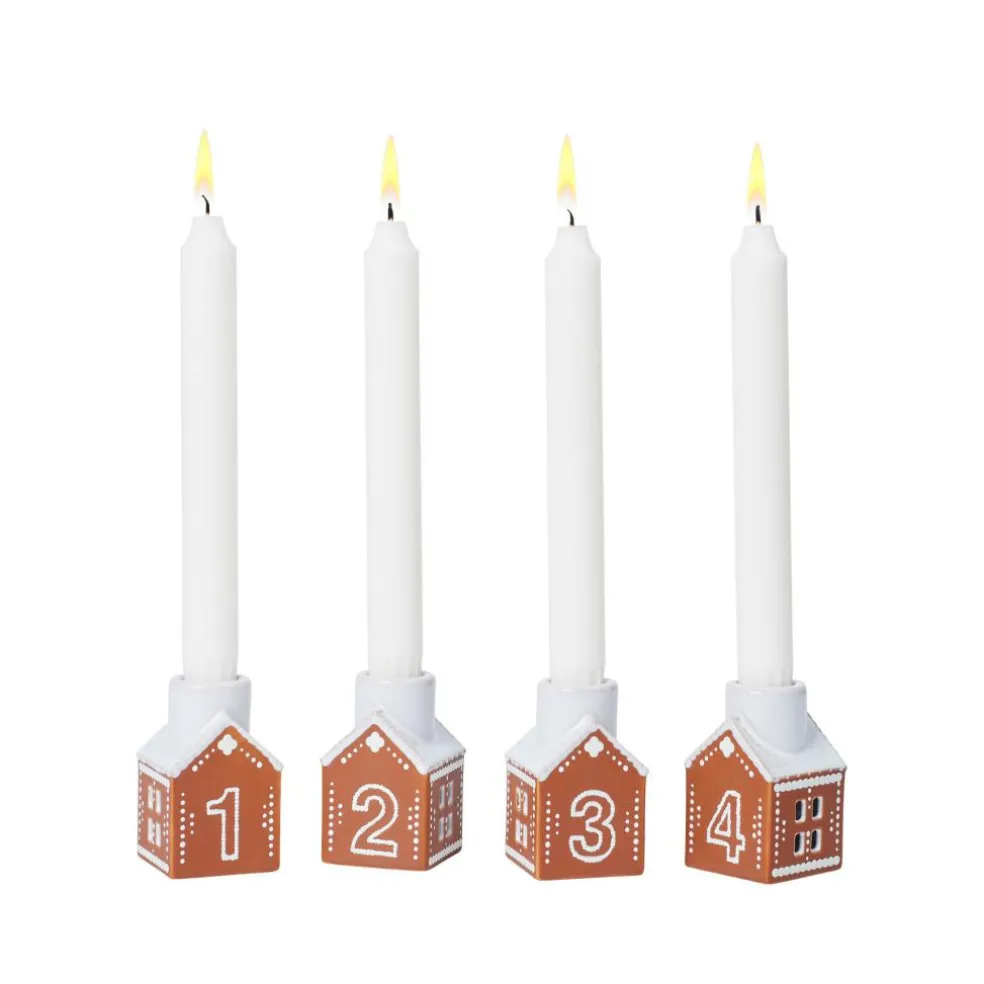 Gingerbread Adventskerzenhalter 4er Set