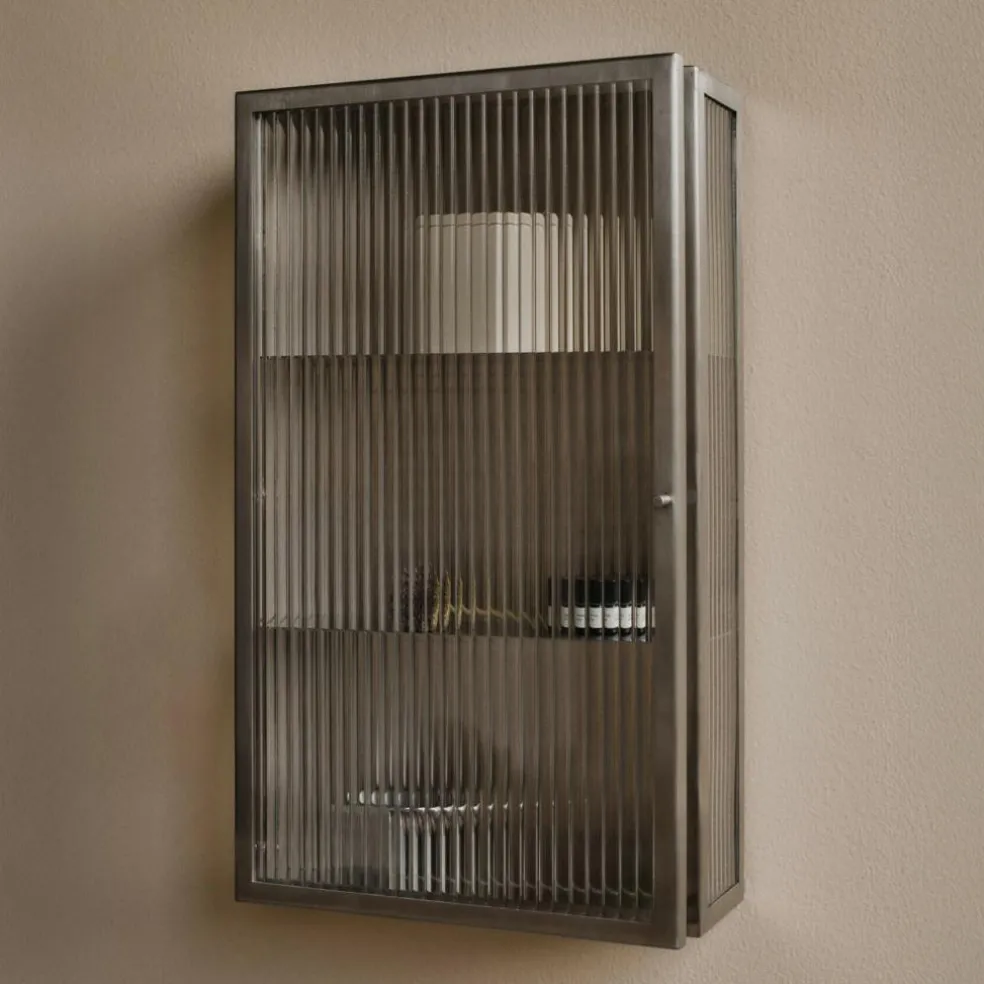 Haze Wandschrank geriffeltes Glas 35x60cm Edelstahl