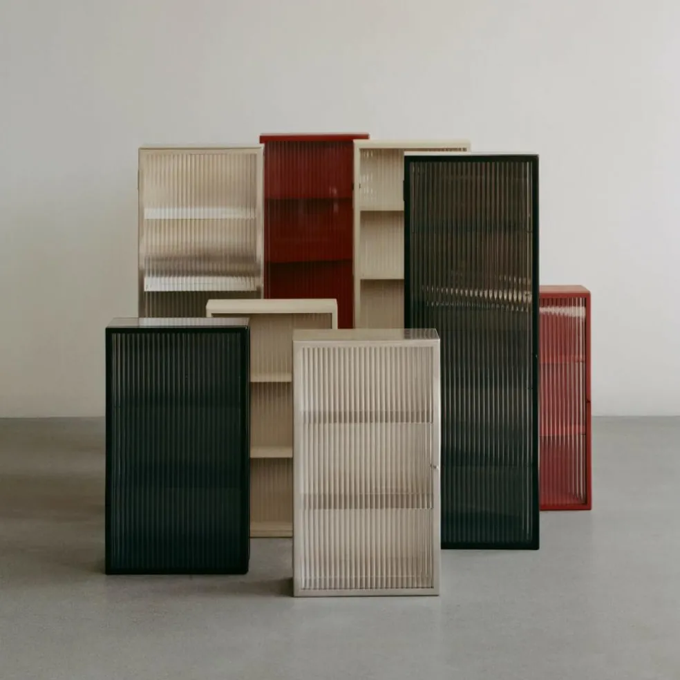 Haze Wandschrank geriffeltes Glas 35x60cm Edelstahl