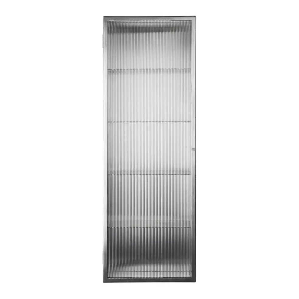 Haze Wandschrank geriffeltes Glas 35x100cm Edelstahl