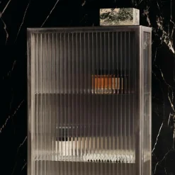 Haze Wandschrank geriffeltes Glas 35x100cm Edelstahl