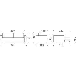 ILB 401 Schlafsofa mit Armlehnen 241x103cm