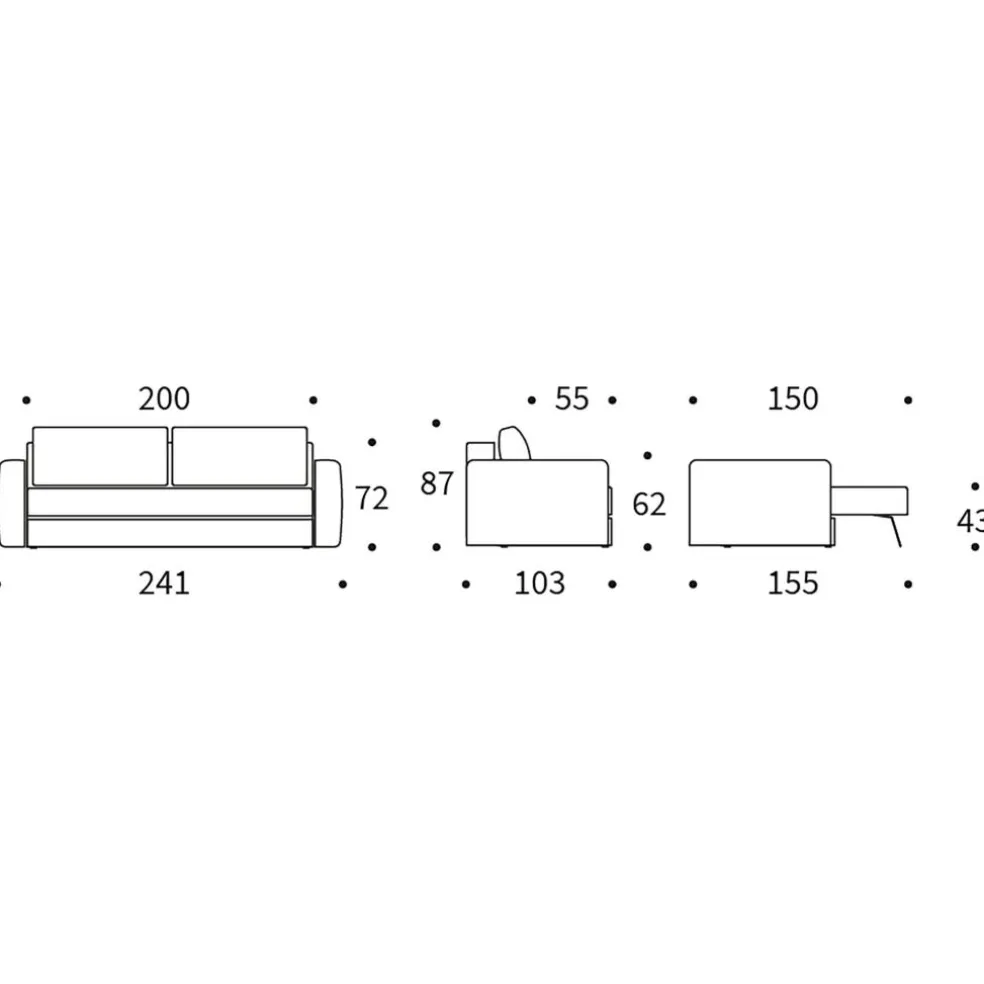 ILB 401 Schlafsofa mit Armlehnen 241x103cm
