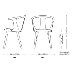 In Between SK2 Stuhl gepolstert Gestell Walnuss