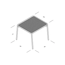 Ivy Gartenset Tisch 90cm + 2 Armlehnstühle