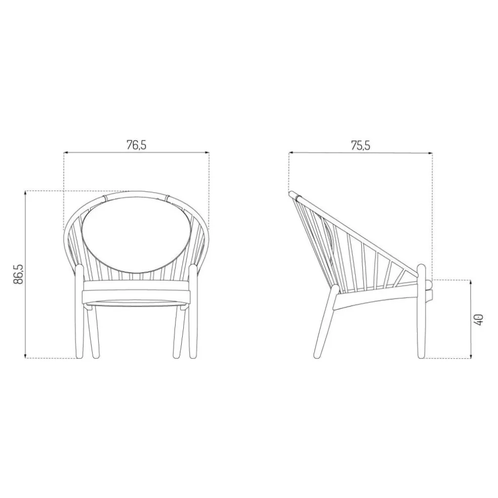 J166 Jørna Sessel Stoff Gestell schwarz