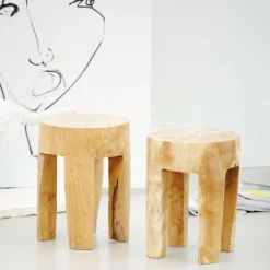 Java Teakholz Hocker rund