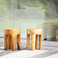 Java Teakholz Hocker rund