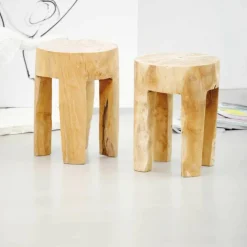 Java Teakholz Hocker rund