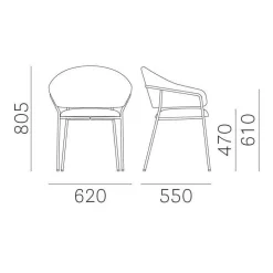 Jazz 3716 Armlehnstuhl gepolstert Gestell mit Titan-Finish