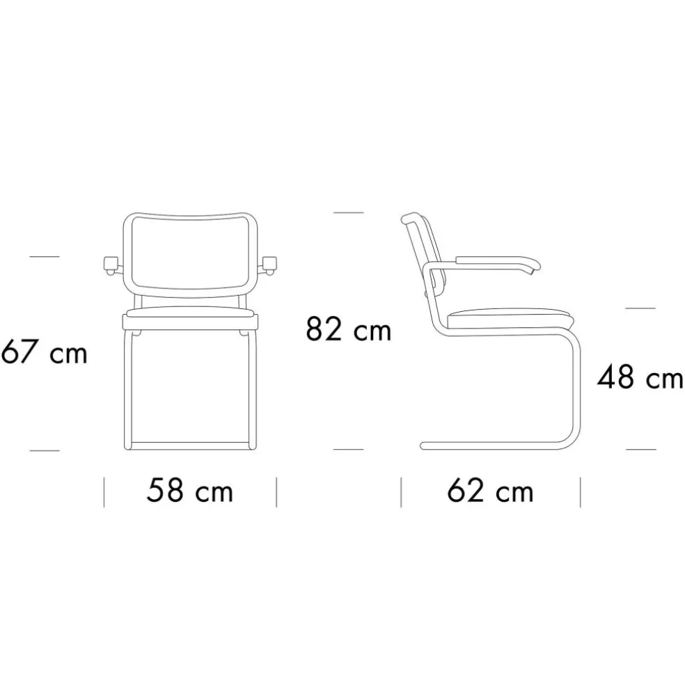 JS. THONET a personal Interpretation by Jil Sander S 64 P Nordic Freischwinger Armlehnstuhl