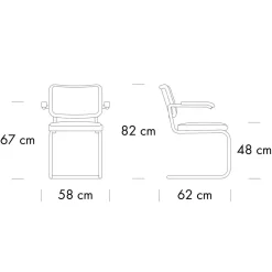 JS. THONET a personal Interpretation by Jil Sander S 64 P Serious Freischwinger Armlehnstuhl