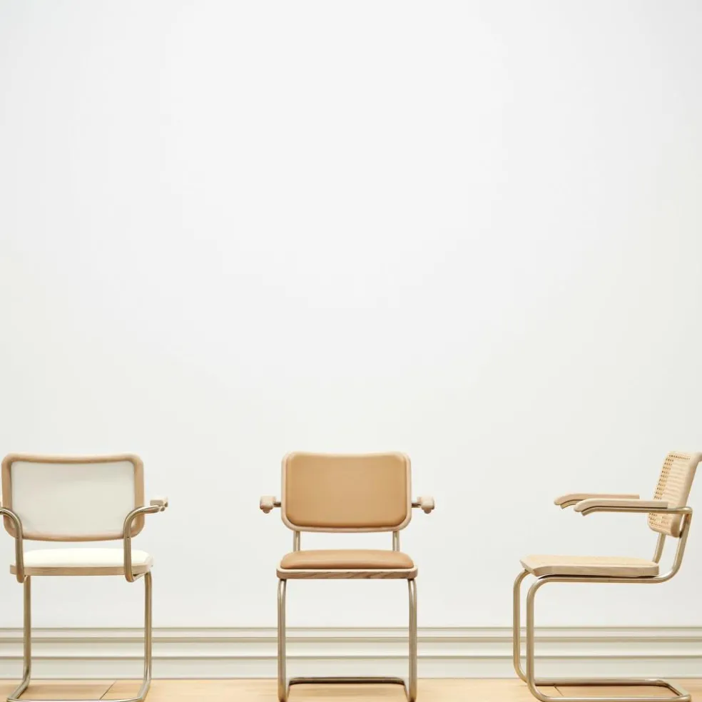 JS. THONET a personal Interpretation by Jil Sander S 64 V Nordic Freischwinger Armlehnstuhl mit Rohrgeflecht