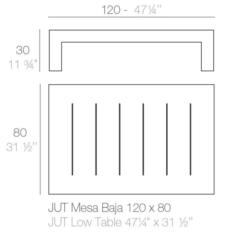 Jut Gartenbeistelltisch 80x120x30cm