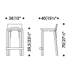 K65 Barstuhl Gestell lackiert