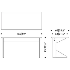 Kaari REB005 Schreibtisch Eiche klar lackiert