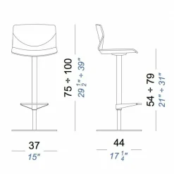 Kai S39 Barhocker Sitz Eiche mit Kissen 54-79cm