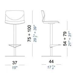 Kai S39 Barhocker Sitzfläche Eiche 54-79cm