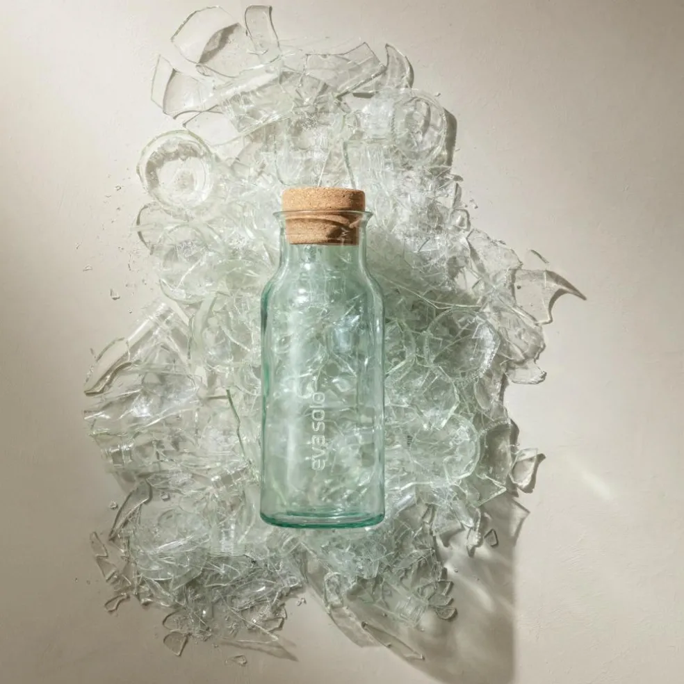 Karaffe mit Kork 1L recycelt