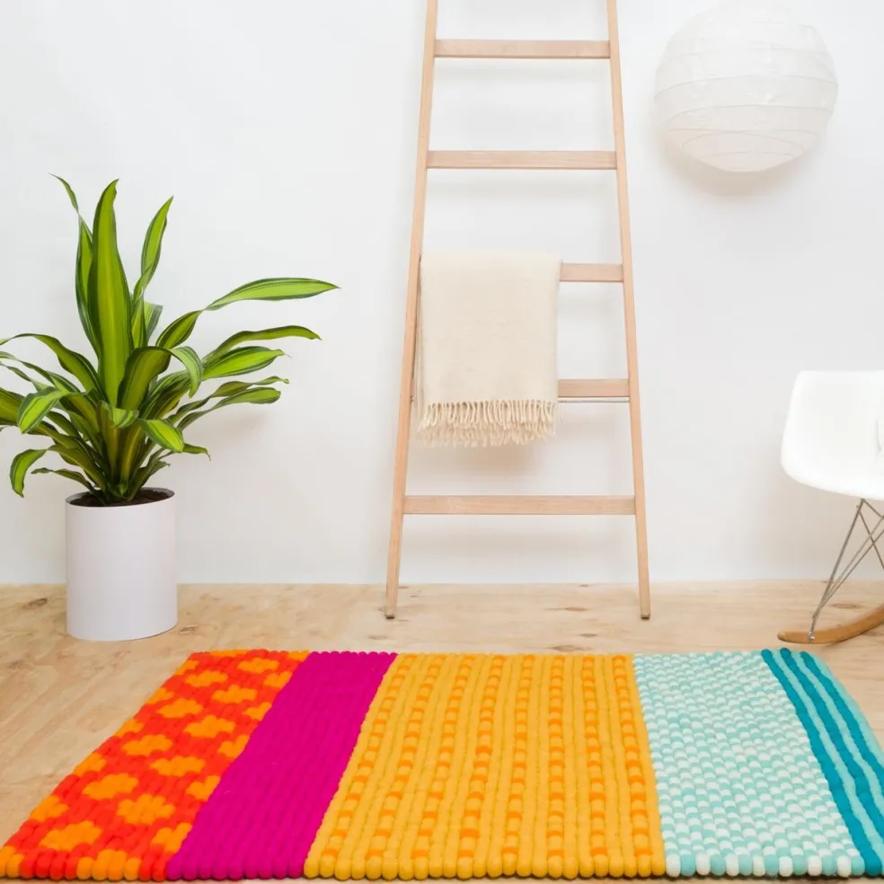 Kerala Filzkugelteppich rechteckig