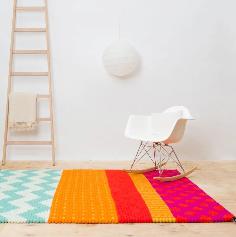 Kerala Filzkugelteppich rechteckig