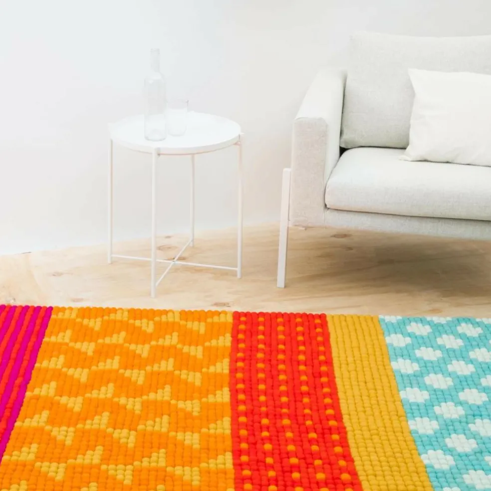 Kerala Filzkugelteppich rechteckig